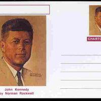 Chartonia (Fantasy) Famous Paintings - John Kennedy by Norman Rockwell postal stationery card unused and fine