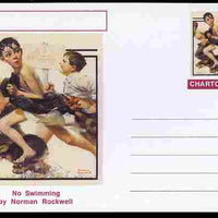 Chartonia (Fantasy) Famous Paintings - No Swimming by Norman Rockwell postal stationery card unused and fine