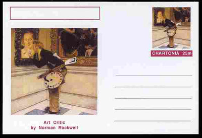 Chartonia (Fantasy) Famous Paintings - Art Critic by Norman Rockwell postal stationery card unused and fine
