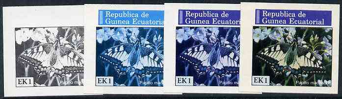 Equatorial Guinea 1976 Butterflies EK1 (Papilio machaon) set of 4 imperf progressive proofs on ungummed paper comprising 1, 2, 3 and all 4 colours (as Mi 964)