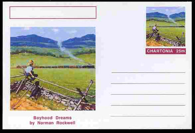 Chartonia (Fantasy) Famous Paintings - Boyhood Dreams by Norman Rockwell postal stationery card unused and fine