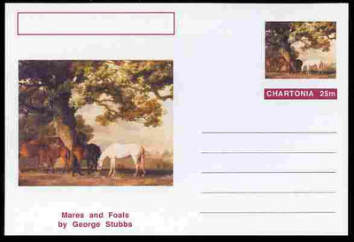 Chartonia (Fantasy) Famous Paintings - Mares and Foals by George Stubbs postal stationery card unused and fine