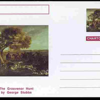 Chartonia (Fantasy) Famous Paintings - The Grosvenor Hunt by George Stubbs postal stationery card unused and fine