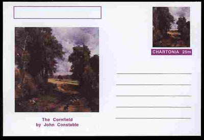 Chartonia (Fantasy) Famous Paintings - The Cornfield by John Constable postal stationery card unused and fine