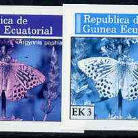 Equatorial Guinea 1976 Butterflies EK3 (Argynnis paphia) set of 4 imperf progressive proofs on ungummed paper comprising 1, 2, 3 and all 4 colours (as Mi 965)