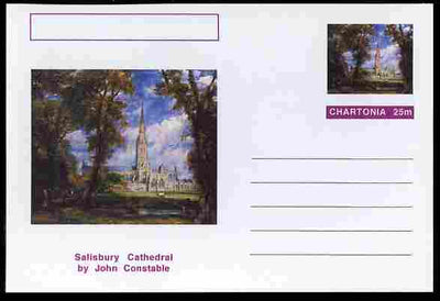 Chartonia (Fantasy) Famous Paintings - Salisbury Cathedral by John Constable postal stationery card unused and fine