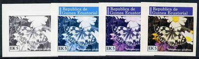 Equatorial Guinea 1976 Butterflies EK5 (Melanargia galathea) set of 4 imperf progressive proofs on ungummed paper comprising 1, 2, 3 and all 4 colours (as Mi 966)
