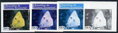 Equatorial Guinea 1976 Butterflies EK8 (Colias australis) set of 4 imperf progressive proofs on ungummed paper comprising 1, 2, 3 and all 4 colours (as Mi 967)
