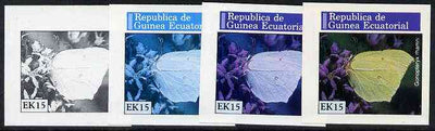Equatorial Guinea 1976 Butterflies EK15 (Gonopteryx rhamni) set of 4 imperf progressive proofs on ungummed paper comprising 1, 2, 3 and all 4 colours (as Mi 968)