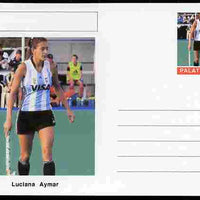 Palatine (Fantasy) Personalities - Luciana Aymar (field hockey) postal stationery card unused and fine