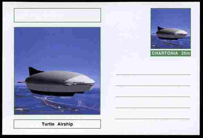 Chartonia (Fantasy) Airships & Balloons - Turtle Airship postal stationery card unused and fine