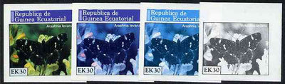 Equatorial Guinea 1976 Butterflies EK30 (Arashnia levana) set of 4 imperf progressive proofs on ungummed paper comprising 1, 2, 3 and all 4 colours (as Mi 969)