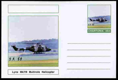 Chartonia (Fantasy) Aircraft - Lynx Mk7/9 Multirole Helicopter postal stationery card unused and fine