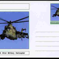 Chartonia (Fantasy) Aircraft - Mi-24 Hind Military Helicopter postal stationery card unused and fine