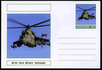 Chartonia (Fantasy) Aircraft - Mi-24 Hind Military Helicopter postal stationery card unused and fine