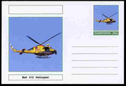Chartonia (Fantasy) Aircraft - Bell 412 Helicopter postal stationery card unused and fine