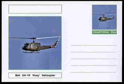 Chartonia (Fantasy) Aircraft - Bell UH-1N 'Huey' Helicopter postal stationery card unused and fine