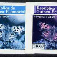 Equatorial Guinea 1976 Butterflies EK60 (Polygonia c. album) set of 4 imperf progressive proofs on ungummed paper comprising 1, 2, 3 and all 4 colours (as Mi 970)