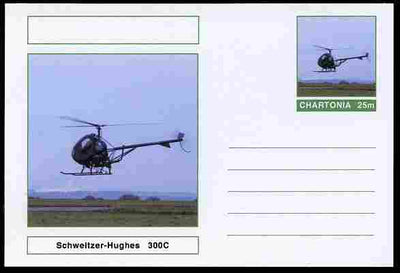 Chartonia (Fantasy) Aircraft - Schweitzer-Hughes 300C Helicopter postal stationery card unused and fine