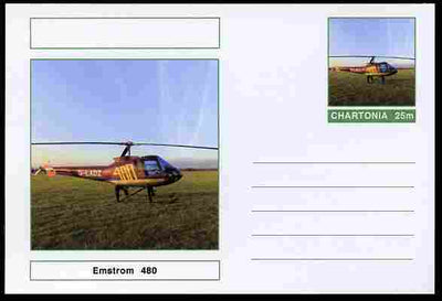 Chartonia (Fantasy) Aircraft - Emstrom 480 Helicopter postal stationery card unused and fine