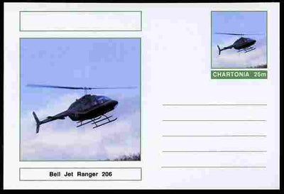 Chartonia (Fantasy) Aircraft - Bell Jet Ranger 206 Helicopter postal stationery card unused and fine
