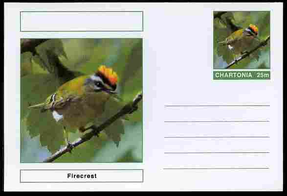 Chartonia (Fantasy) Birds - Firecrest postal stationery card unused and fine