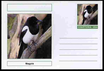 Chartonia (Fantasy) Birds - Magpie postal stationery card unused and fine