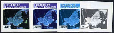 Equatorial Guinea 1976 Butterflies EK100 (Plebejus) set of 4 imperf progressive proofs on ungummed paper comprising 1, 2, 3 and all 4 colours (as Mi 971)