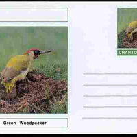 Chartonia (Fantasy) Birds - Green Woodpecker postal stationery card unused and fine