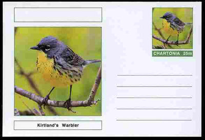 Chartonia (Fantasy) Birds - Kirtland's Warbler postal stationery card unused and fine