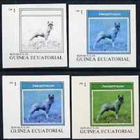 Equatorial Guinea 1977 Dogs EK1 (Zwergschnauzer) set of 4 imperf progressive proofs on ungummed paper comprising 1, 2, 3 and all 4 colours (as Mi 1129)