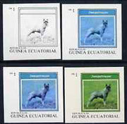 Equatorial Guinea 1977 Dogs EK1 (Zwergschnauzer) set of 4 imperf progressive proofs on ungummed paper comprising 1, 2, 3 and all 4 colours (as Mi 1129)