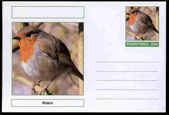 Chartonia (Fantasy) Birds - Robin (Erithacus rubecula) postal stationery card unused and fine