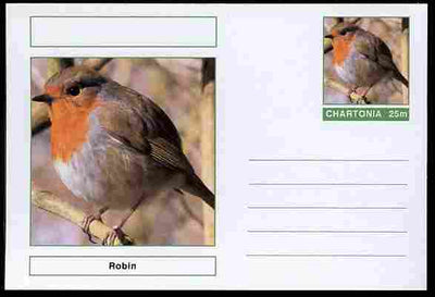 Chartonia (Fantasy) Birds - Robin (Erithacus rubecula) postal stationery card unused and fine