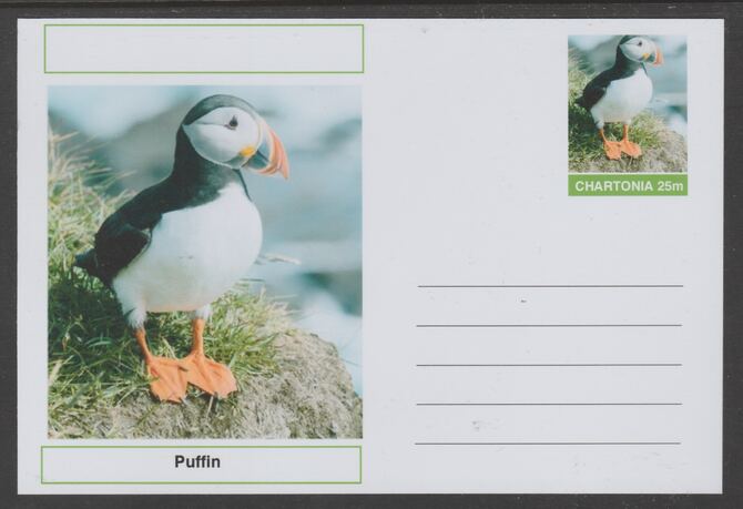 Chartonia (Fantasy) Birds - Puffin (Fratercula arctica) postal stationery card unused and fine