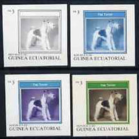 Equatorial Guinea 1977 Dogs EK3 (Fox Terrier) set of 4 imperf progressive proofs on ungummed paper comprising 1, 2, 3 and all 4 colours (as Mi 1130)