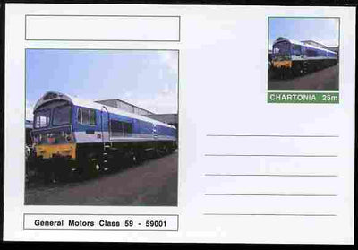 Chartonia (Fantasy) Railways - General Motors Class 59 - 59001 postal stationery card unused and fine