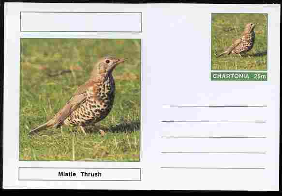 Chartonia (Fantasy) Birds - Mistle Thrush postal stationery card unused and fine