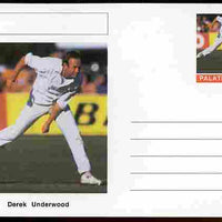 Palatine (Fantasy) Personalities - Derek Underwood (cricket) postal stationery card unused and fine