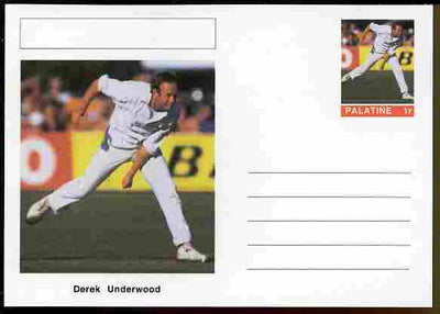 Palatine (Fantasy) Personalities - Derek Underwood (cricket) postal stationery card unused and fine