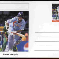 Palatine (Fantasy) Personalities - Sourav Ganguly (cricket) postal stationery card unused and fine