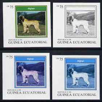 Equatorial Guinea 1977 Dogs EK75 (Afghan) set of 4 imperf progressive proofs on ungummed paper comprising 1, 2, 3 and all 4 colours (as Mi 1135)