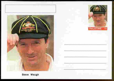 Palatine (Fantasy) Personalities - Steve Waugh (cricket) postal stationery card unused and fine