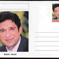 Palatine (Fantasy) Personalities - Wasim Akram (cricket) postal stationery card unused and fine
