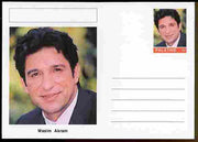 Palatine (Fantasy) Personalities - Wasim Akram (cricket) postal stationery card unused and fine
