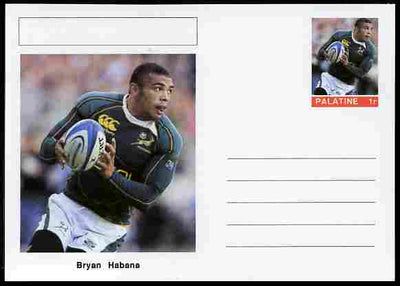 Palatine (Fantasy) Personalities - Bryan Habana (rugby) postal stationery card unused and fine