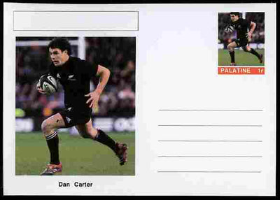 Palatine (Fantasy) Personalities - Dan Carter (rugby) postal stationery card unused and fine