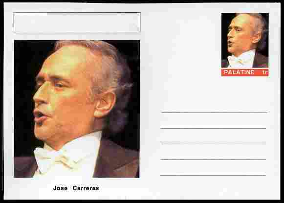 Palatine (Fantasy) Personalities - Jose Carreras (opera) postal stationery card unused and fine