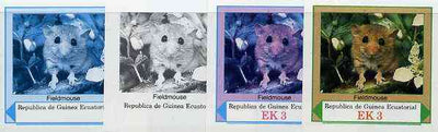 Equatorial Guinea 1977 European Animals EK3 (Fieldmouse) set of 4 imperf progressive proofs on ungummed paper comprising 1, 2, 3 and all 4 colours (as Mi 1138)