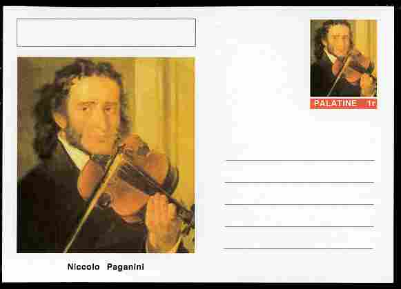 Palatine (Fantasy) Personalities - Niccolo Paganini (composer) postal stationery card unused and fine